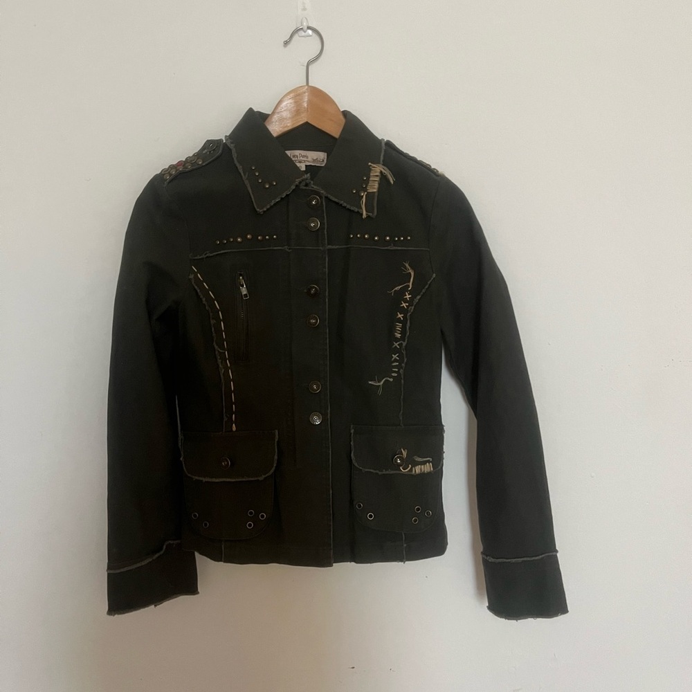 Embroidered Military Style Jacket - Picture 2 of 5